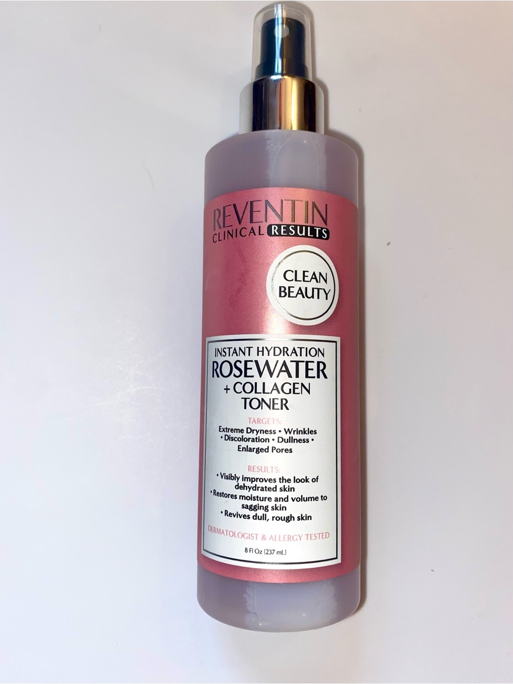 Reventin Clinical Results Instant Hydration Rosewater Collagen Toner 8oz